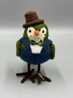 2017 Target Spritz Featherly Friends Felt Bird Farmer Figurine In Overalls